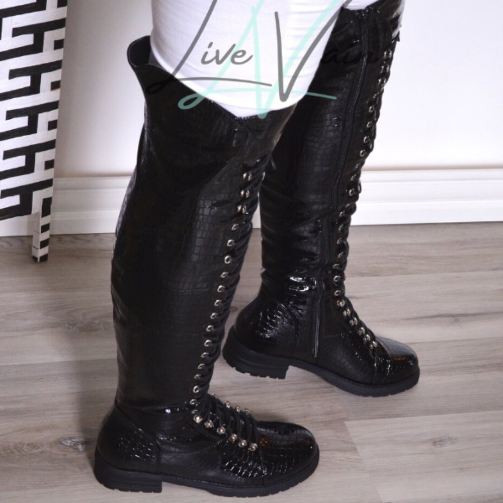 Women's Knee High Croc Boots